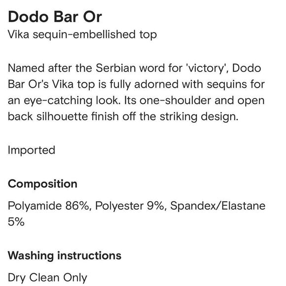 NEW Dodo Bar Or Vika Buckled Sequin Embellished Top One Shoulder Black Size 10 - Picture 12 of 14